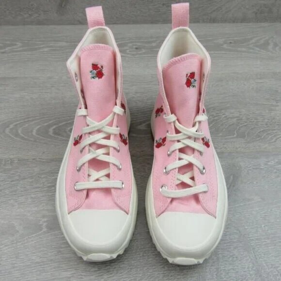 Converse Run Star Hike HI Platform Women's Size 9.5 Pink Red Roses NEW A05192C - Picture 4 of 14